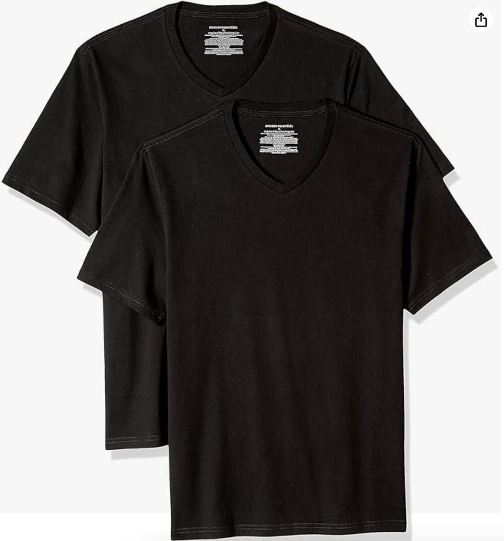 Amazon Essentials Men's Regular-Fit V-Neck T-Shirt, Pack of 2, XS